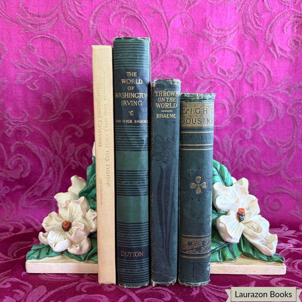 Antique & Vintage Book Lot: Alcott, Washington Irving and More, Rustic Decor